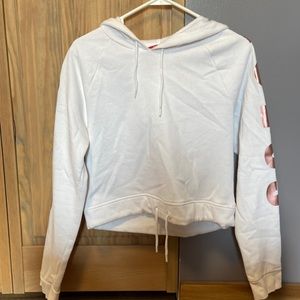 White Hooded Cropped Guess Sweatshirt